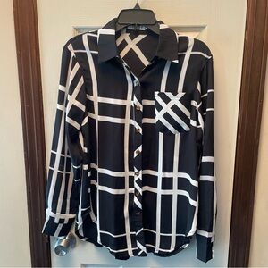 Stylish Black and White Women's Button Down Shirt
